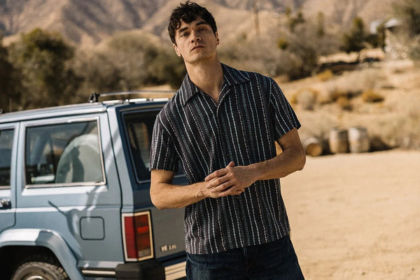 Hiroshi Kato The Wrench Gauze Dobby Stripe Shirt - Charcoal - nineNORTH | Men's & Women's Clothing Boutique