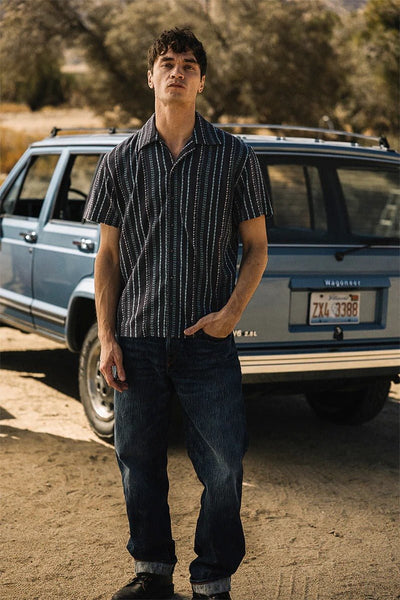 Hiroshi Kato The Wrench Gauze Dobby Stripe Shirt - Charcoal - nineNORTH | Men's & Women's Clothing Boutique