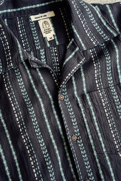 Hiroshi Kato The Wrench Gauze Dobby Stripe Shirt - Charcoal - nineNORTH | Men's & Women's Clothing Boutique
