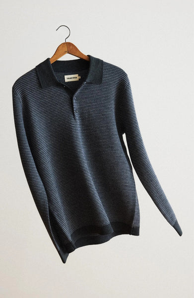 Taylor Stitch The Newton Sweater Polo - Navy Birdseye Merino