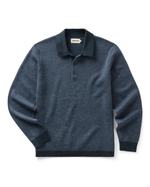 Taylor Stitch The Newton Sweater Polo - Navy Birdseye Merino