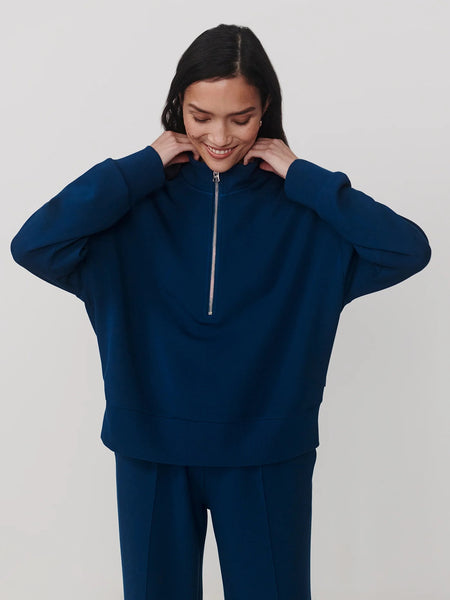 Varley Mavis Mock Neck Sweat - Sea Blue