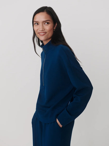 Varley Mavis Mock Neck Sweat - Sea Blue