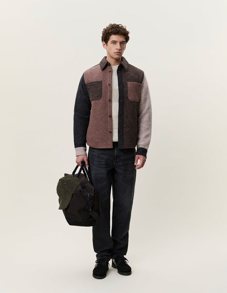 Les Deux Wool Colorblock Overshirt - Mole Brown - nineNORTH | Men's & Women's Clothing Boutique