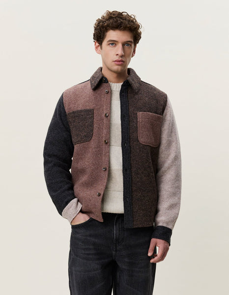 Les Deux Wool Colorblock Overshirt - Mole Brown - nineNORTH | Men's & Women's Clothing Boutique