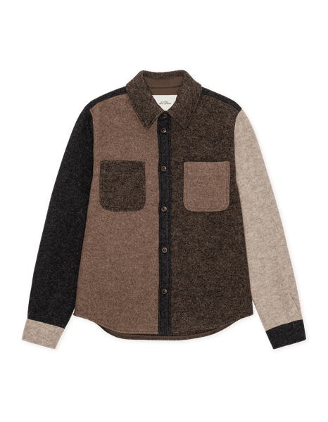 Les Deux Wool Colorblock Overshirt - Mole Brown - nineNORTH | Men's & Women's Clothing Boutique