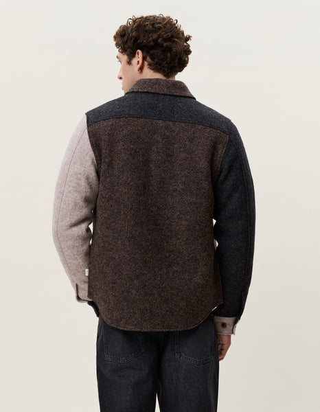 Les Deux Wool Colorblock Overshirt - Mole Brown - nineNORTH | Men's & Women's Clothing Boutique