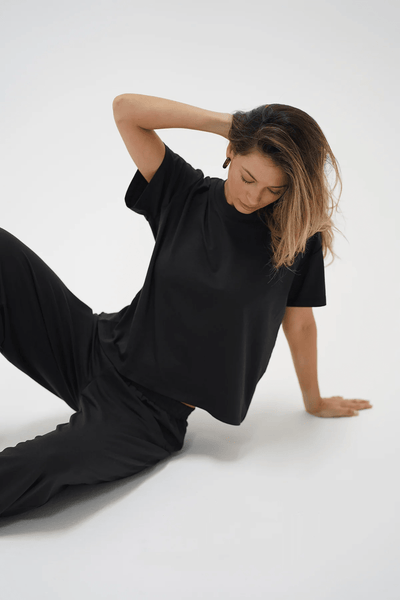 LNA Ava Oversized Spandex Jersey Tee - Black - nineNORTH | Men's & Women's Clothing Boutique