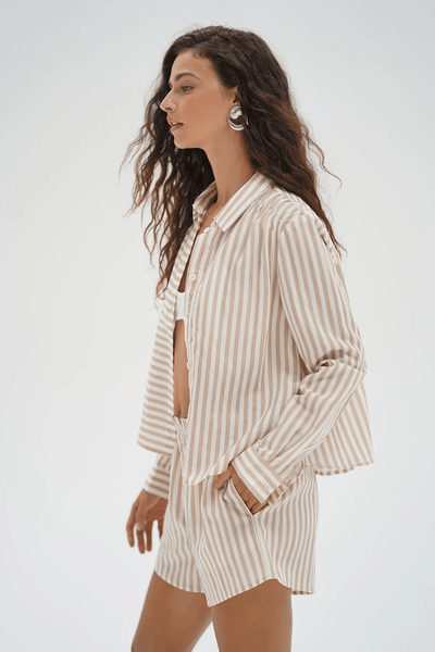 LNA Bondi Button Up Blouse - Sandbar Stripe - nineNORTH | Men's & Women's Clothing Boutique