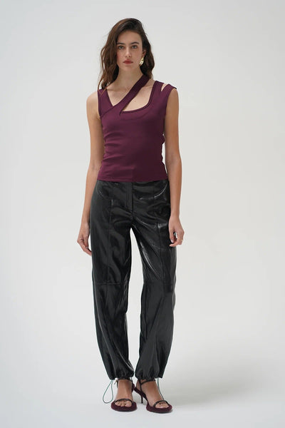 LNA Brixton Faux Leather Pant - Black - nineNORTH