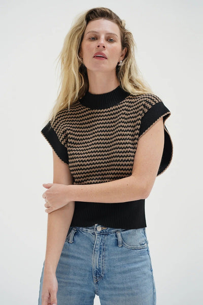 LNA Ellisa Sleeveless Sweater / Latte Stripe - nineNORTH | Men's & Women's Clothing Boutique