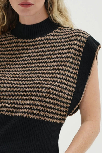 LNA Ellisa Sleeveless Sweater / Latte Stripe - nineNORTH | Men's & Women's Clothing Boutique
