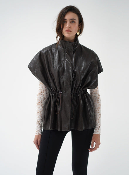 LNA Fairfax Short Sleeve Leather Jacket - Brown - nineNORTH | Men's & Women's Clothing Boutique