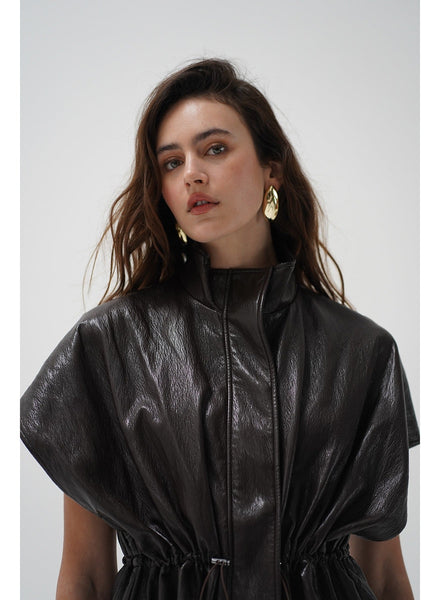 LNA Fairfax Short Sleeve Leather Jacket - Brown - nineNORTH | Men's & Women's Clothing Boutique
