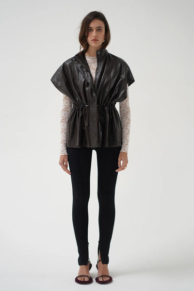 LNA Fairfax Short Sleeve Leather Jacket - Brown - nineNORTH | Men's & Women's Clothing Boutique
