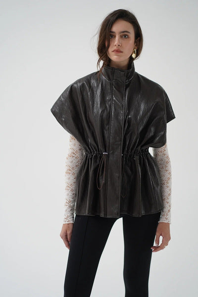 LNA Fairfax Short Sleeve Leather Jacket - Brown - nineNORTH | Men's & Women's Clothing Boutique