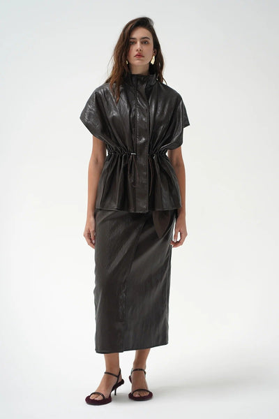 LNA Fairfax Short Sleeve Leather Jacket - Brown - nineNORTH | Men's & Women's Clothing Boutique