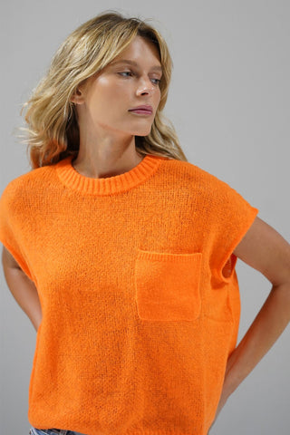 LNA Loma Semi Sheer Sweater Top / Neon Tangerine - nineNORTH | Men's & Women's Clothing Boutique