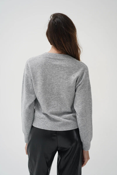 LNA Sterling Lace Trim Sweater - Heather Grey - nineNORTH