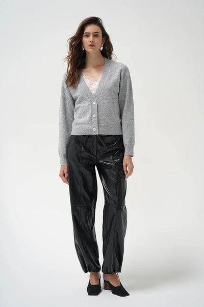 LNA Sterling Lace Trim Sweater - Heather Grey - nineNORTH