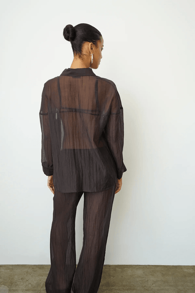 LNA Sylvee Sheer Button Up - Chocolate Black - nineNORTH | Men's & Women's Clothing Boutique