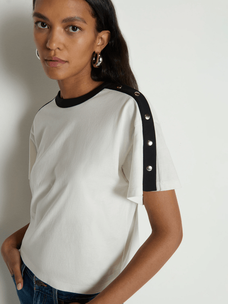 Nation Ada Button Tee - Porcelain Color Block - nineNORTH | Men's & Women's Clothing Boutique