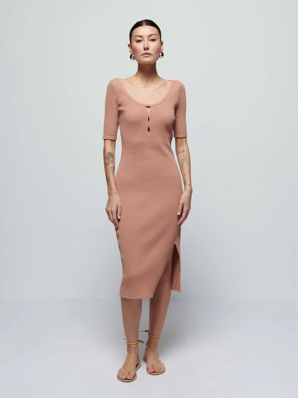 Nation Haidee Heavy Rib Dress / Mocha Mousse | nineNORTH