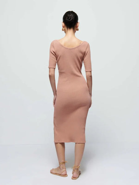 Nation LTD Haidee Heavy Rib Dress / Mocha Mousse - nineNORTH | Men's & Women's Clothing Boutique