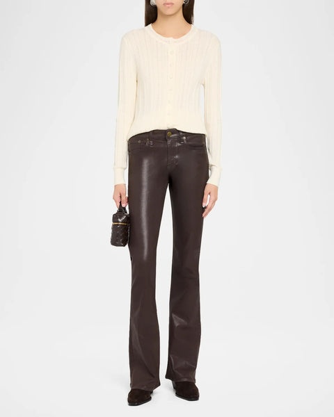 rag & bone Flexi Kinsley Low-Rise Bootcut Jeans - Coated Brown