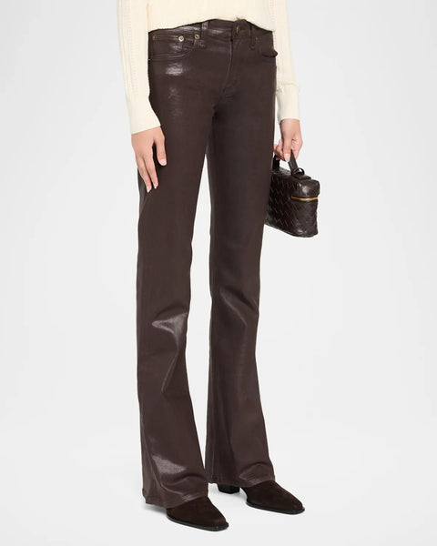 rag & bone Flexi Kinsley Low-Rise Bootcut Jeans - Coated Brown