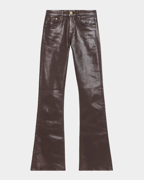 rag & bone Flexi Kinsley Low-Rise Bootcut Jeans - Coated Brown