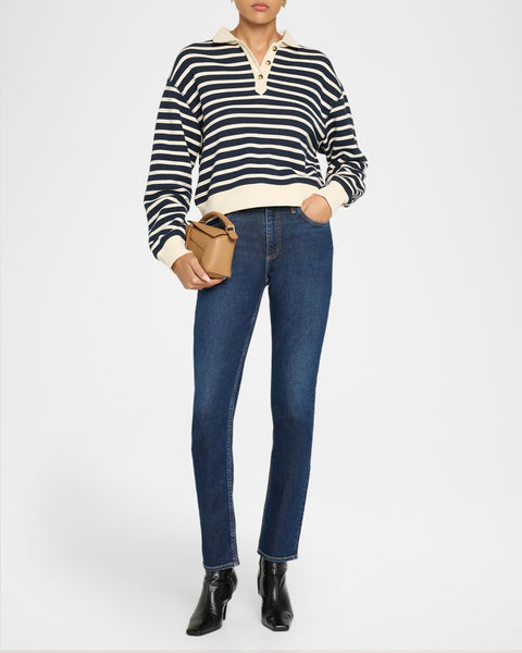 rag & bone Vintage Terry Striped Polo - Nivmt