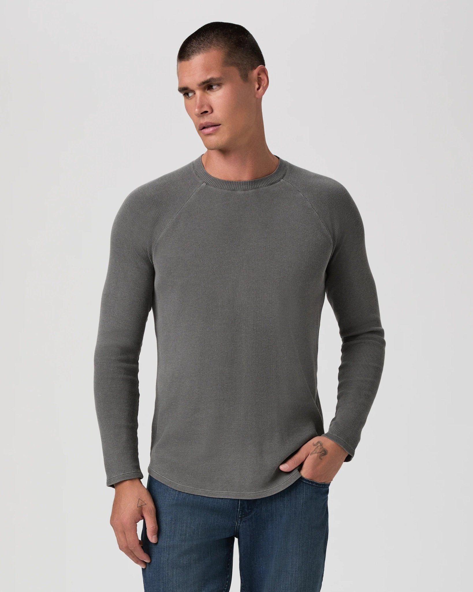 PAIGE Davies Waffle Tee / Vintage Faded Charcoal - nineNORTH | Men's & Women's Clothing Boutique