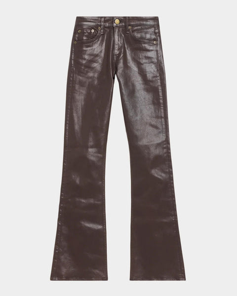 rag & bone Flexi Kinsley Low-Rise Bootcut Jeans - Coated Brown - nineNORTH