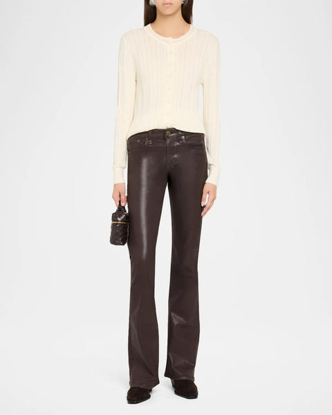 rag & bone Flexi Kinsley Low-Rise Bootcut Jeans - Coated Brown - nineNORTH