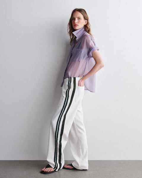 rag & bone Logan Denim Track Pants - White Sport with Green Stripes - nineNORTH | Men's & Women's Clothing Boutique