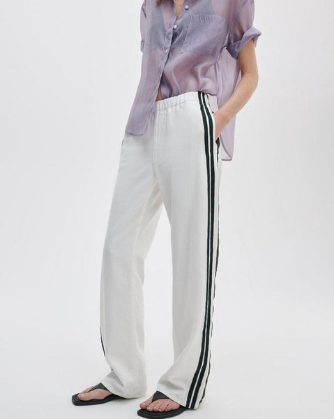 rag & bone Logan Denim Track Pants - White Sport with Green Stripes - nineNORTH | Men's & Women's Clothing Boutique