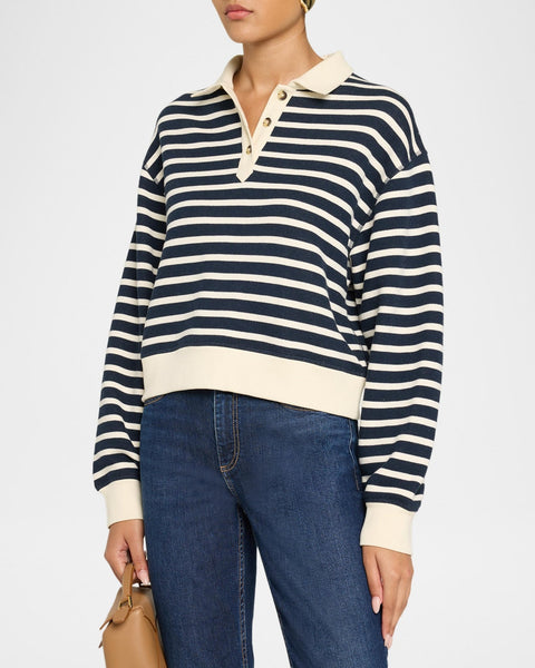 rag & bone Vintage Terry Striped Polo - Nivmt - nineNORTH
