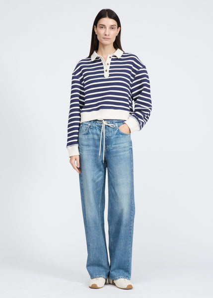 rag & bone Vintage Terry Striped Polo - Nivmt - nineNORTH