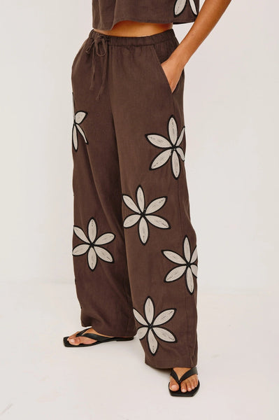Rails Emmie Pant - Cocoa Floral Embroidery - nineNORTH | Men's & Women's Clothing Boutique