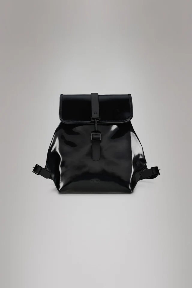 rains backpack shiny black Rains Bucket Backpack / Night