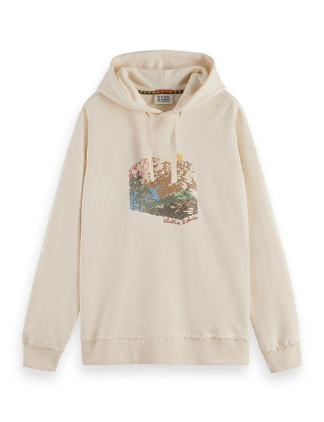 Scotch & Soda Embroidered Artwork Hoodie / Eggnog - nineNORTH | Men's & Women's Clothing Boutique