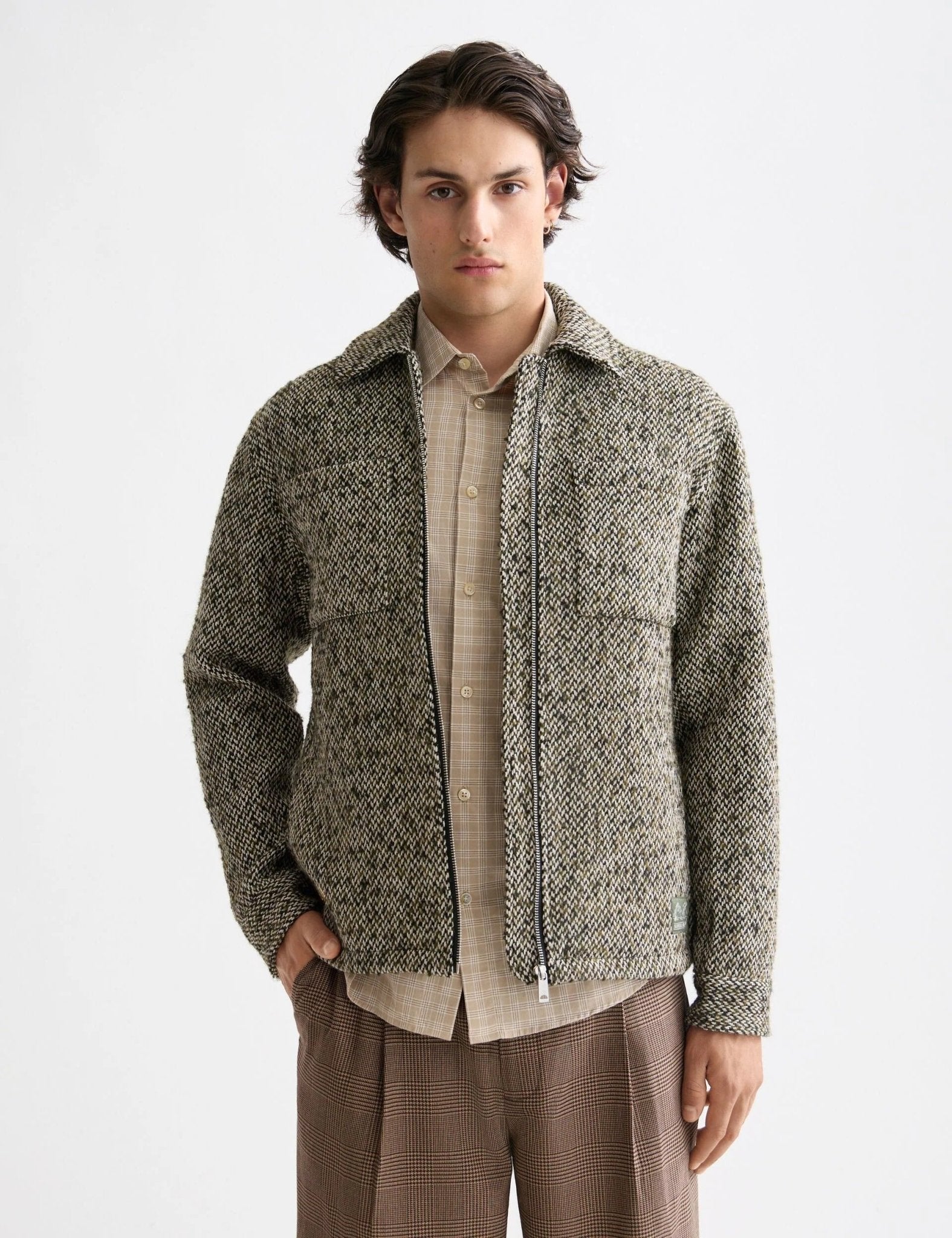 Scotch & Soda Tweed Wool Blend Overshirt / Green & Beige - nineNORTH | Men's & Women's Clothing Boutique