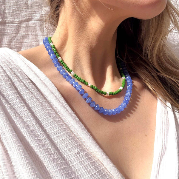 Stone Candy Beaded Necklace - Cornflower Blue - nineNORTH | Men's & Women's Clothing Boutique