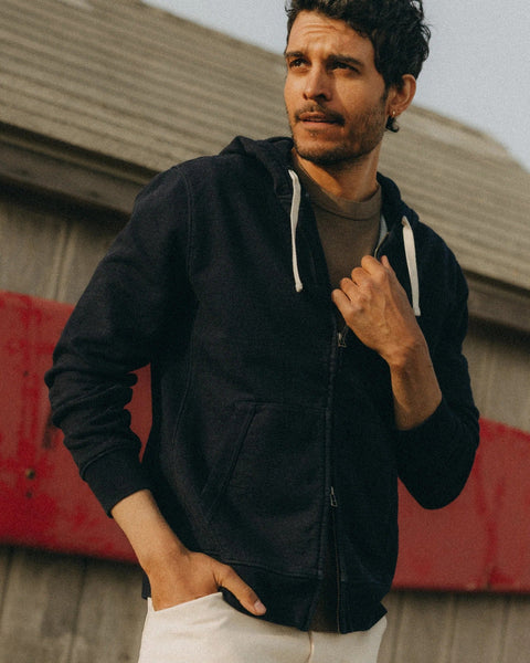 Taylor Stitch The Après Zip Hoodie / Rinsed Indigo Terry - nineNORTH | Men's & Women's Clothing Boutique