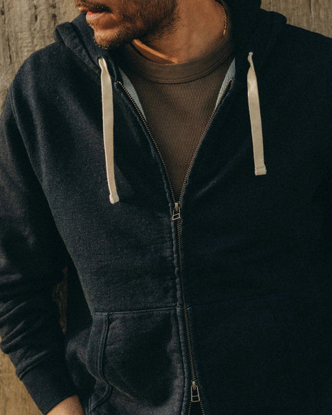 Taylor Stitch The Après Zip Hoodie / Rinsed Indigo Terry - nineNORTH | Men's & Women's Clothing Boutique