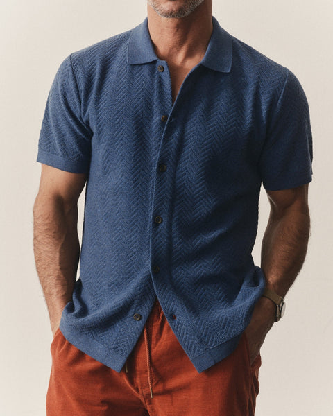 Taylor Stitch The Button Down Polo - Gulf Stream Herringbone - nineNORTH | Men's & Women's Clothing Boutique