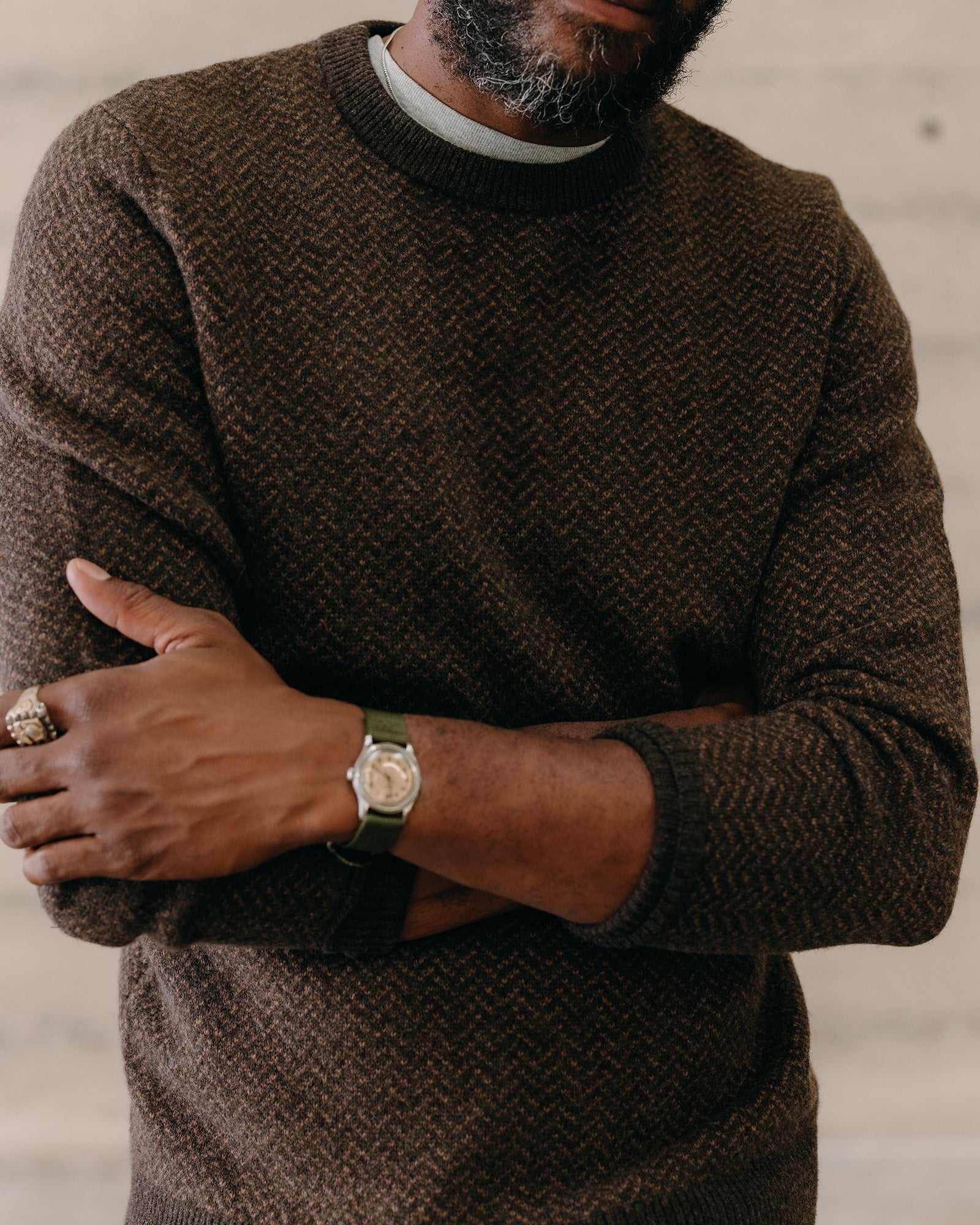 Taylor Stitch The Eddy Crew / Coffee Herringbone - nineNORTH | Men's & Women's Clothing Boutique