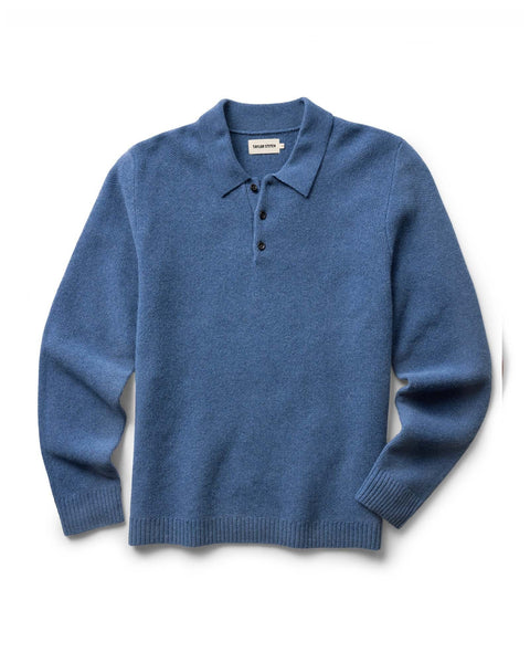 Taylor Stitch The Newton Sweater Polo - Heather Clear Blue - nineNORTH | Men's & Women's Clothing Boutique