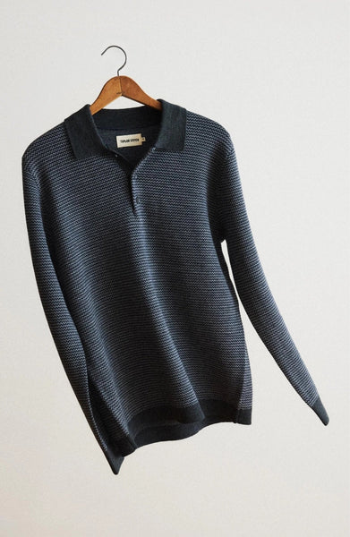 Taylor Stitch The Newton Sweater Polo - Navy Birdseye Merino - nineNORTH | Men's & Women's Clothing Boutique